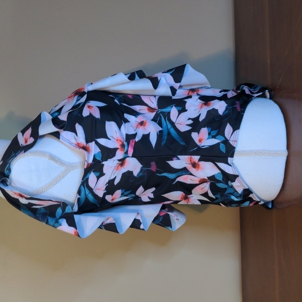 Sexy Deep V ONE PIECE Floral RUFFLE SWIM SUIT XL - Picture 8 of 13